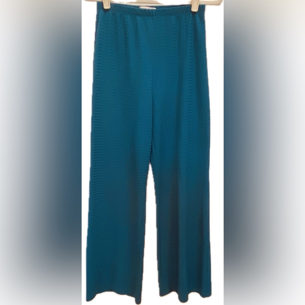 REFORMATION JEANS BLUE GREEN AGALIA DEADSTOCK TEXTURED PULL ON WIDE LEG PANTS